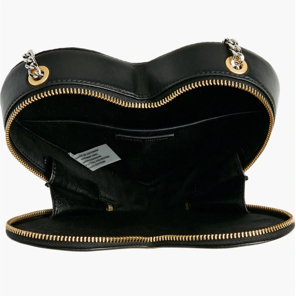 Rebecca Minkoff Heart Crossbody Bag Black Gold Silver - Picture 14 of 16